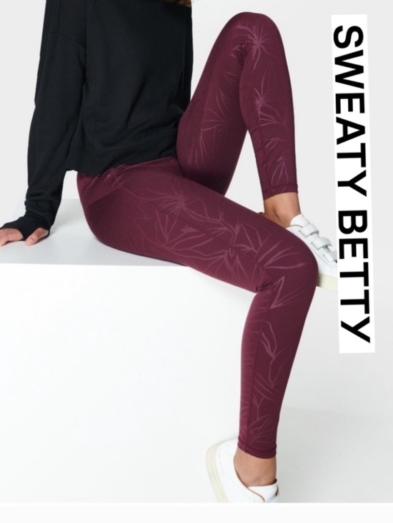 Sweaty Betty Pants - Sweaty Betty ALL DAY maroon leaf print leggings, S, CB2698